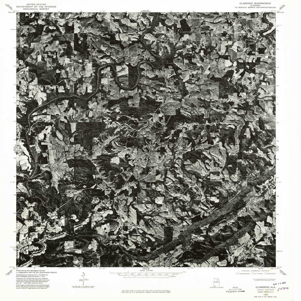YellowMaps Clarence AL topo map, 1:24000 Scale, 7.5 X 7.5 Minute, Historical, 1975, Updated 1979, 26.9 x 22 in - Polypropylene