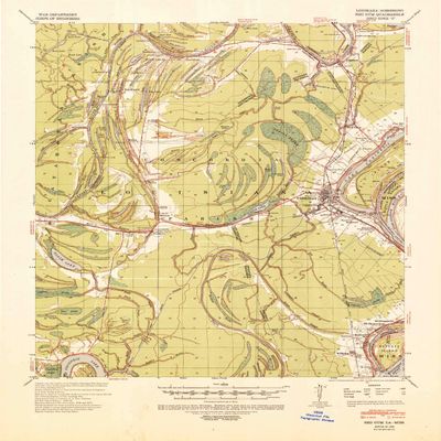 YellowMaps Red Gum LA topo map, 1:62500 Scale, 15 X 15 Minute, Historical, 1939, Updated 1941, 21.8 x 17.9 in - Polypropylene