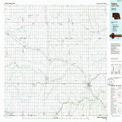 YellowMaps Fairbury NE topo map, 1:100000 Scale, 30 X 60 Minute, Historical, 1985, Updated 1985, 24.1 x 40.1 in - Polypropylene