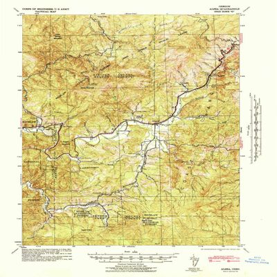 YellowMaps Alsea OR topo map, 1:62500 Scale, 15 X 15 Minute, Historical, 1942, 21 x 16 in - Tyvek