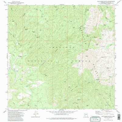 YellowMaps Battleship Butte AZ topo map, 1:24000 Scale, 7.5 X 7.5 Minute, Historical, 1974, Updated 1982, 26.8 x 21.6 in - Polypropylene