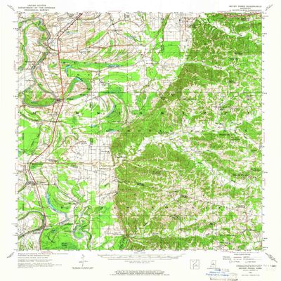 YellowMaps Seven Pines MS topo map, 1:62500 Scale, 15 X 15 Minute, Historical, 1957, Updated 1965, 20.8 x 16.9 in - Tyvek