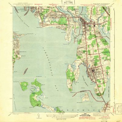YellowMaps Bristol RI topo map, 1:31680 Scale, 7.5 X 7.5 Minute, Historical, 1943, 19.9 x 16.2 in - Polypropylene