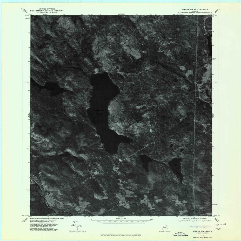 YellowMaps Anson NW ME topo map, 1:24000 Scale, 7.5 X 7.5 Minute, Historical, 1975, Updated 1980, 27.4 x 21.5 in - Polypropylene