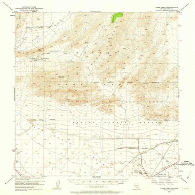YellowMaps Gass Peak NV topo map, 1:62500 Scale, 15 X 15 Minute, Historical, 1952, Updated 1962, 20.8 x 16.9 in - Tyvek