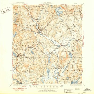 YellowMaps Farmington ME topo map, 1:62500 Scale, 15 X 15 Minute, Historical, 1924, Updated 1951, 20.8 x 17 in - Polypropylene