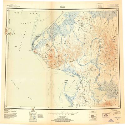 Teller AK topo map, 1:250000 Scale, 1 X 4 Degree, Historical, 1951, Updated 1952, 23 x 33 in - Polypropylene