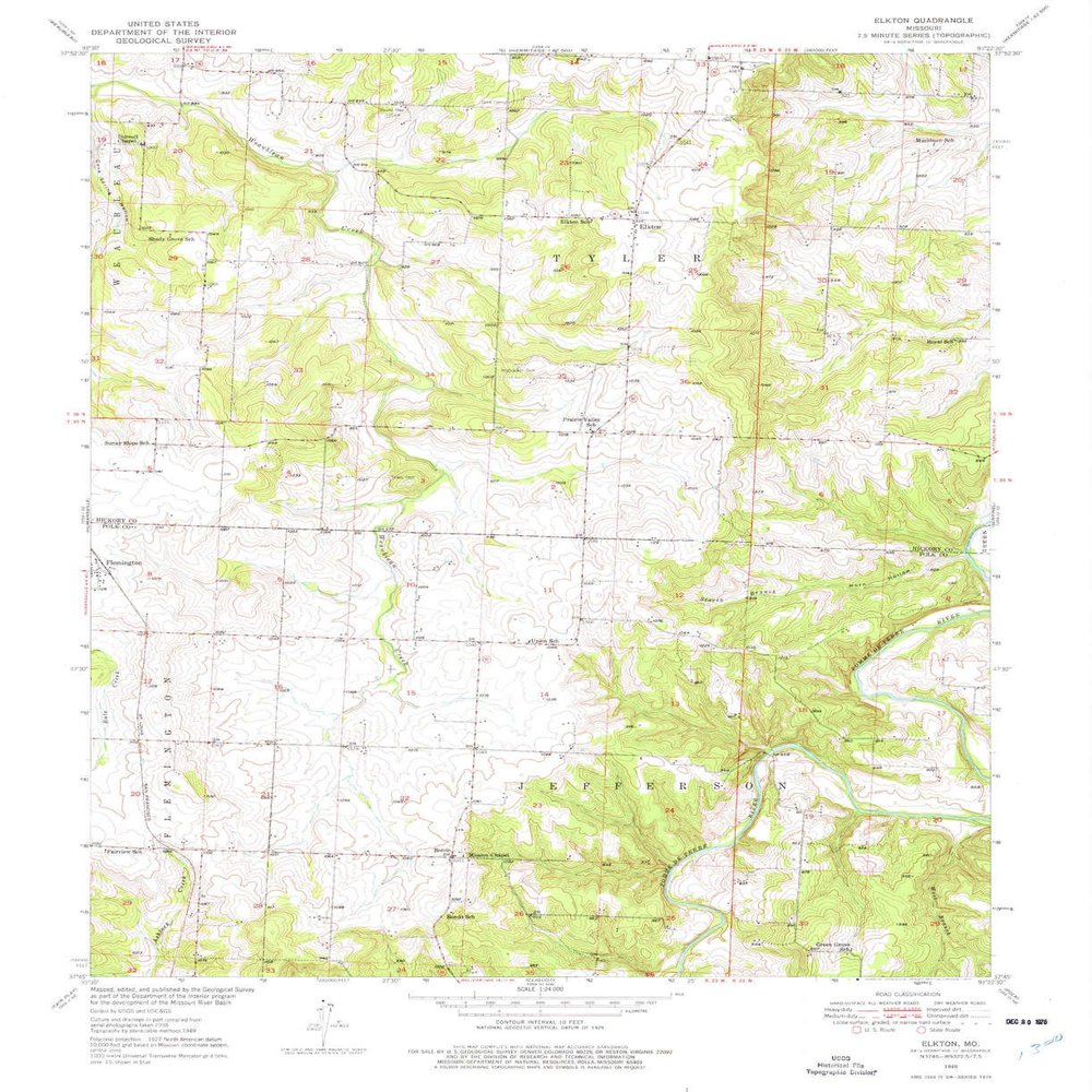 YellowMaps Elkton MO topo map, 1:24000 Scale, 7.5 X 7.5 Minute, Historical, 1949, Updated 1977, 26.9 x 21.9 in - Polypropylene