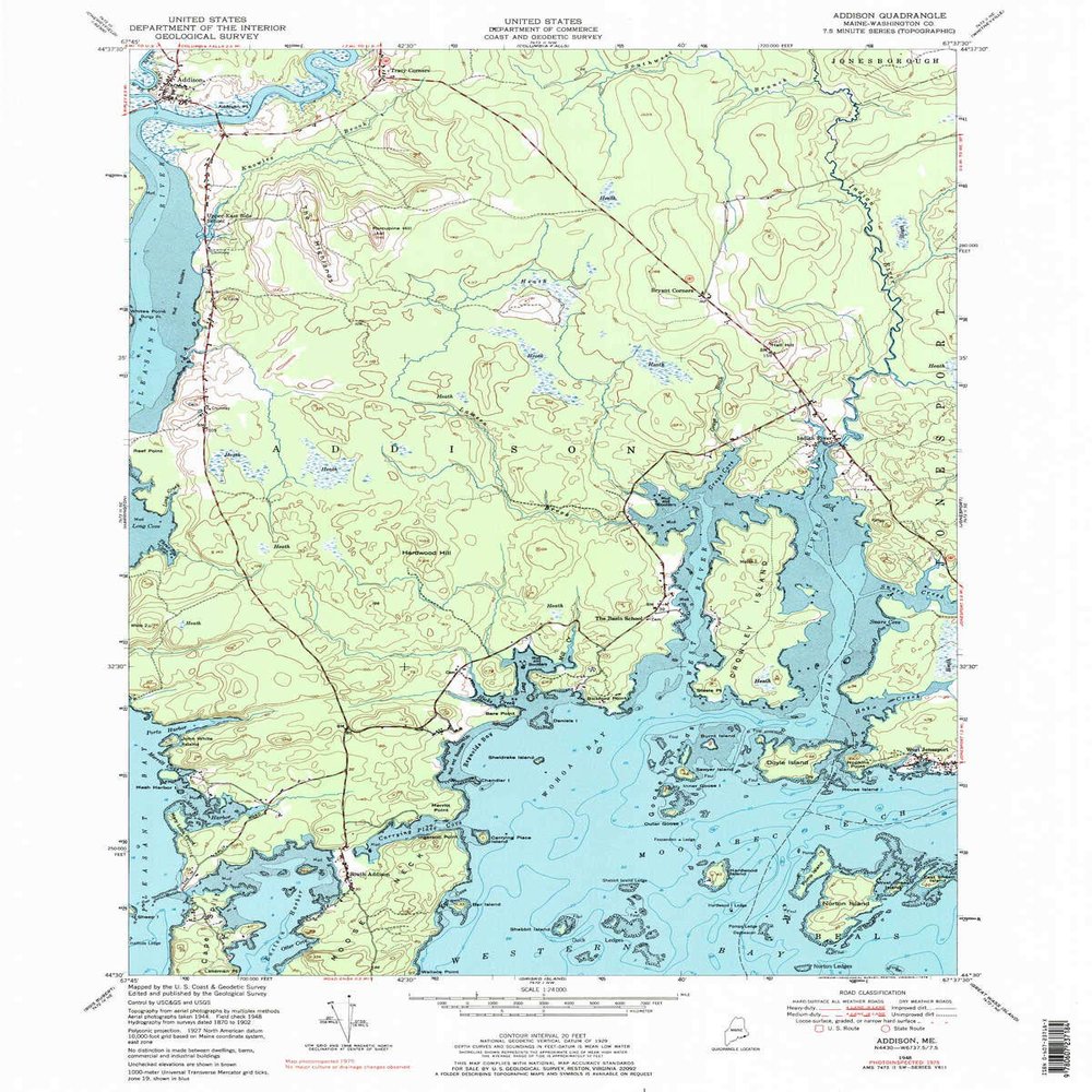 YellowMaps Addison ME topo map, 1:24000 Scale, 7.5 X 7.5 Minute, Historical, 1948, Updated 1978, 26.9 x 21.5 in - Tyvek