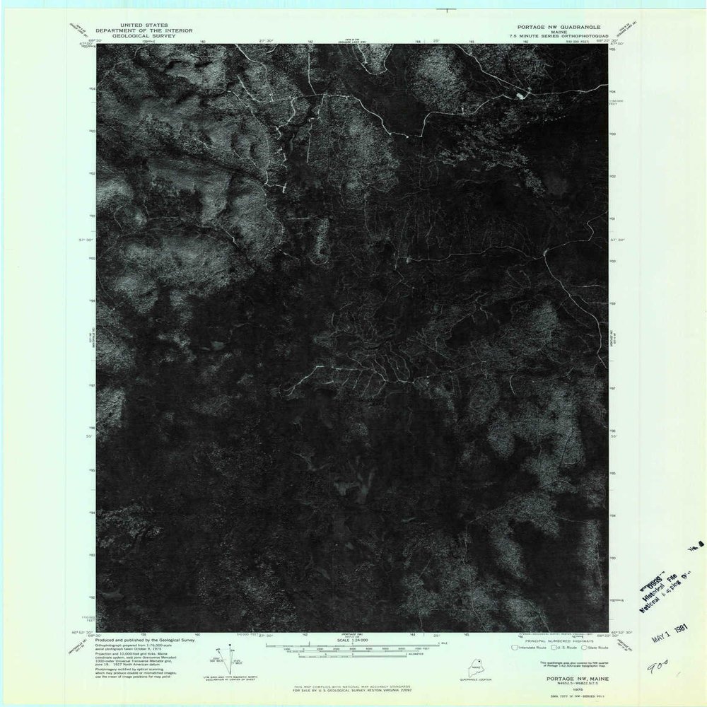 YellowMaps Portage NW ME topo map, 1:24000 Scale, 7.5 X 7.5 Minute, Historical, 1975, Updated 1981, 27.4 x 21.5 in - Polypropylene