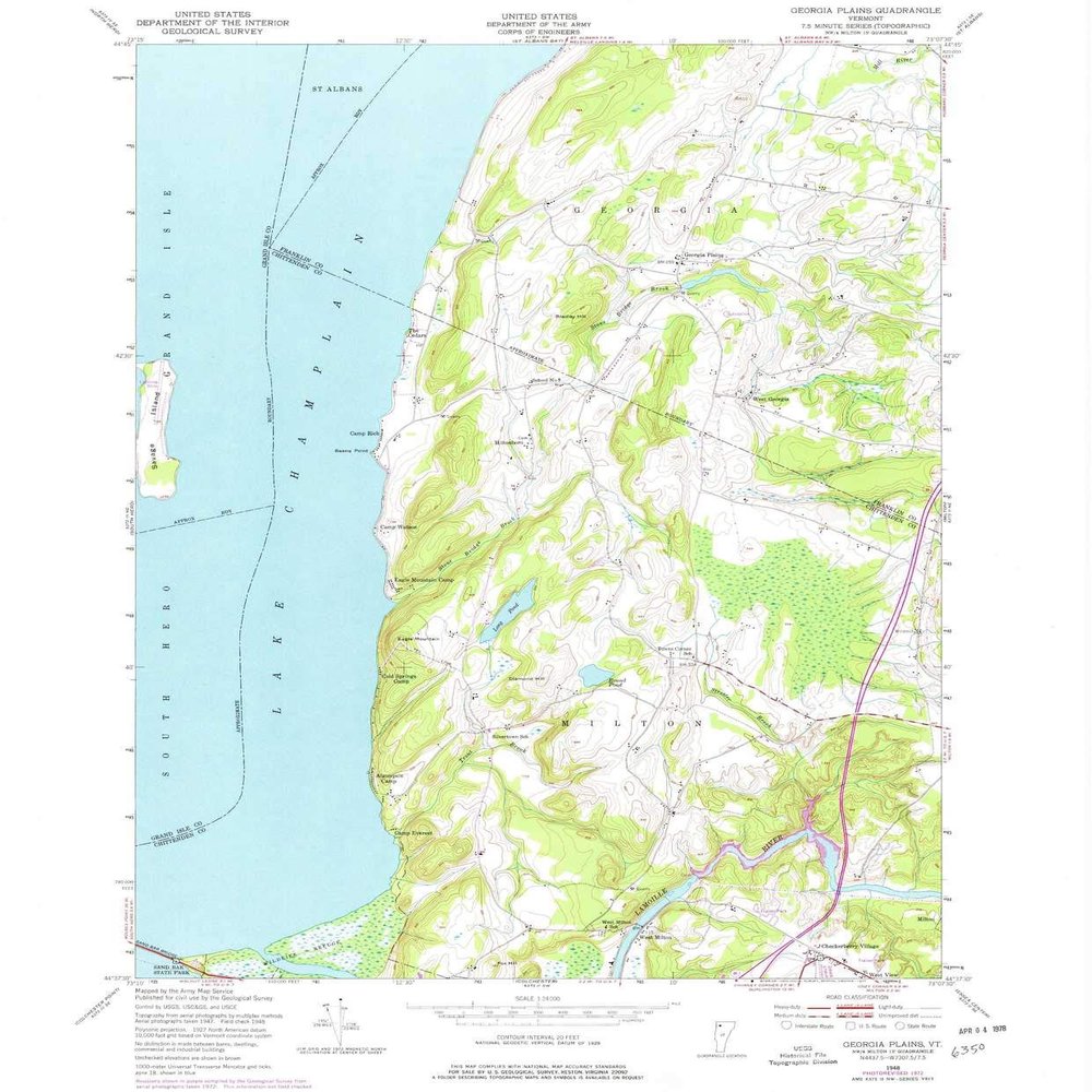 YellowMaps Georgia Plains VT topo map, 1:24000 Scale, 7.5 X 7.5 Minute, Historical, 1948, Updated 1977, 26.6 x 22 in - Tyvek