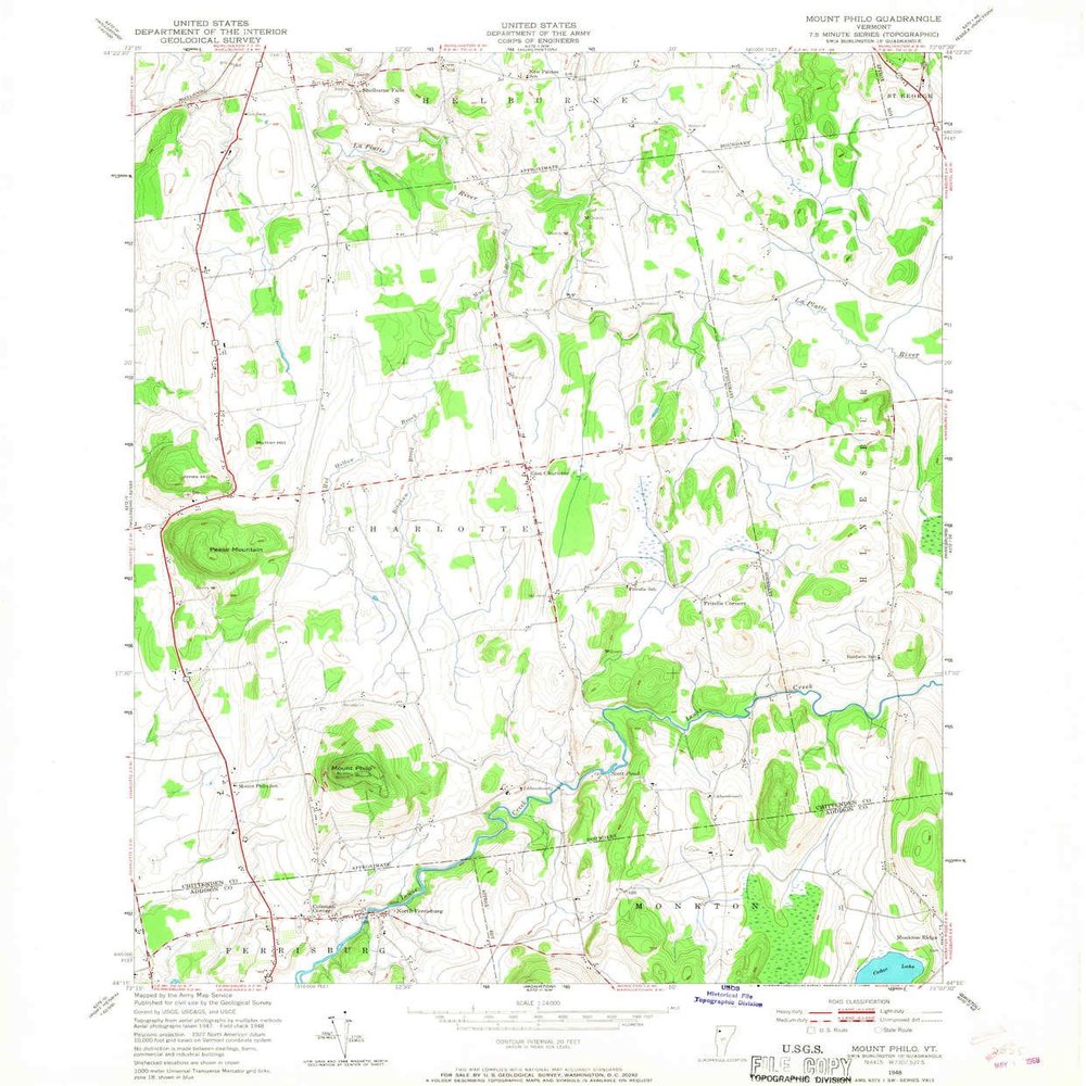 YellowMaps Mount Philo VT topo map, 1:24000 Scale, 7.5 X 7.5 Minute, Historical, 1948, Updated 1968, 26.6 x 22 in - Tyvek