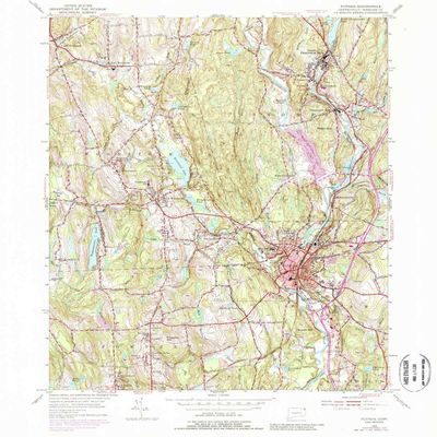 YellowMaps Putnam CT topo map, 1:24000 Scale, 7.5 X 7.5 Minute, Historical, 1955, Updated 1988, 26.7 x 22 in - Polypropylene