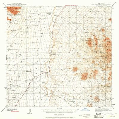 YellowMaps Palo Alto Ranch AZ topo map, 1:62500 Scale, 15 X 15 Minute, Historical, 1940, Updated 1961, 20.8 x 16.9 in - Tyvek