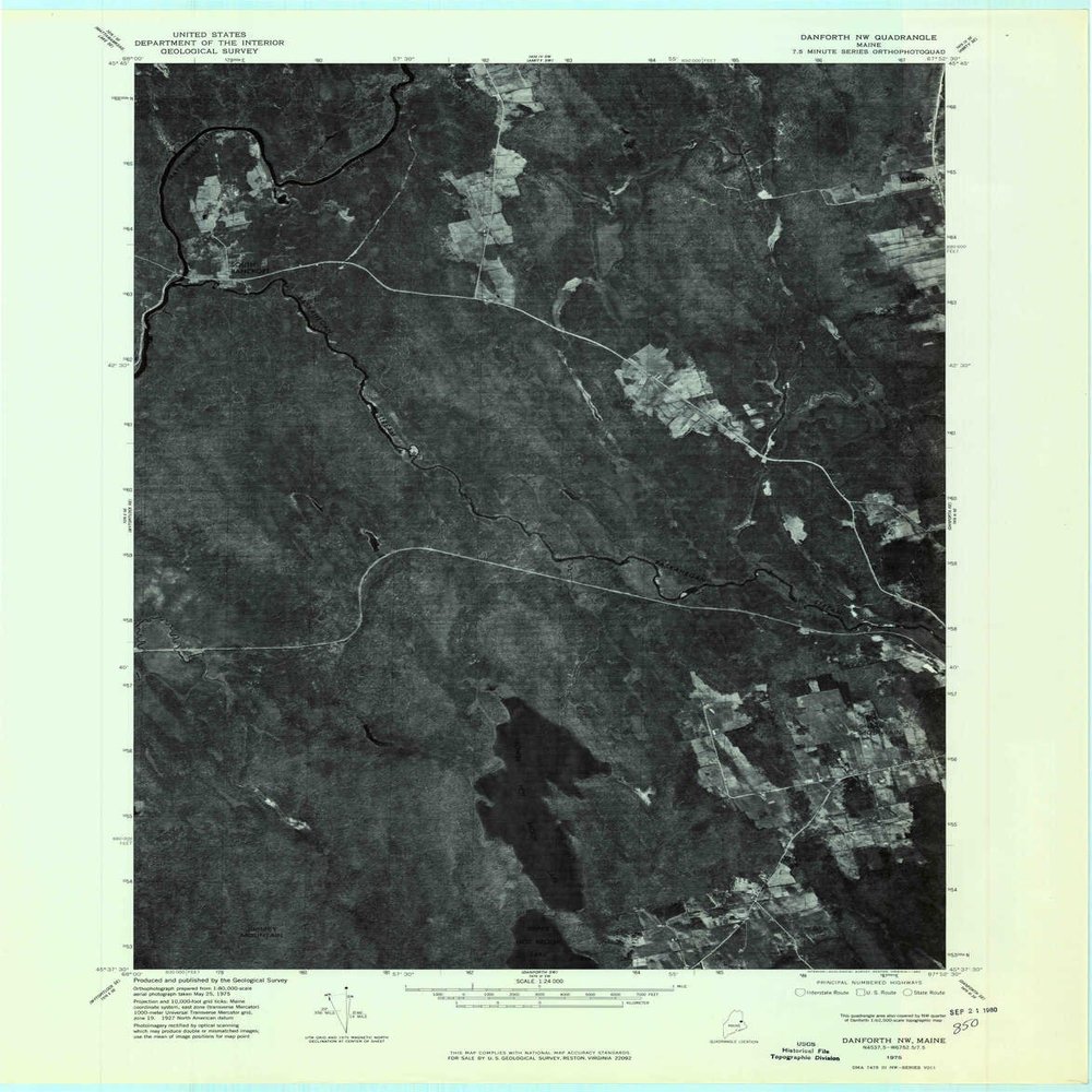 YellowMaps Danforth NW ME topo map, 1:24000 Scale, 7.5 X 7.5 Minute, Historical, 1975, Updated 1980, 27.5 x 21.5 in - Polypropylene