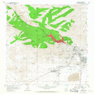 YellowMaps Bisbee AZ topo map, 1:24000 Scale, 7.5 X 7.5 Minute, Historical, 1958, Updated 1968, 26.8 x 23 in - Polypropylene