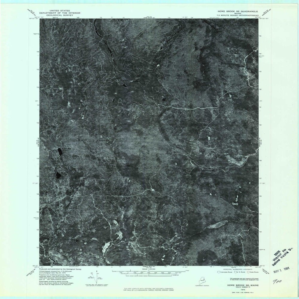 YellowMaps Howe Brook SE ME topo map, 1:24000 Scale, 7.5 X 7.5 Minute, Historical, 1975, Updated 1981, 27.6 x 21.6 in - Polypropylene