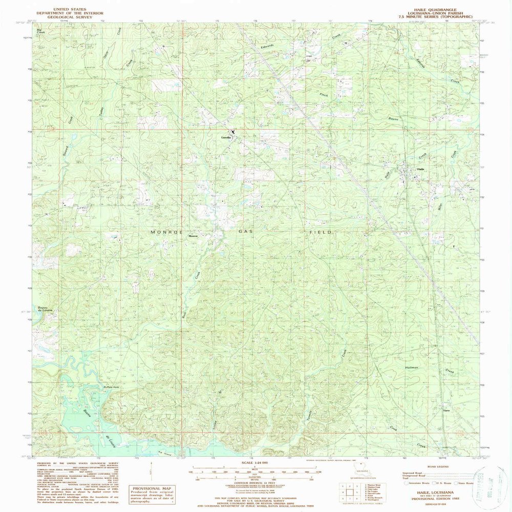 YellowMaps Haile LA topo map, 1:24000 Scale, 7.5 X 7.5 Minute, Historical, 1988, Updated 1988, 26.8 x 22 in - Polypropylene