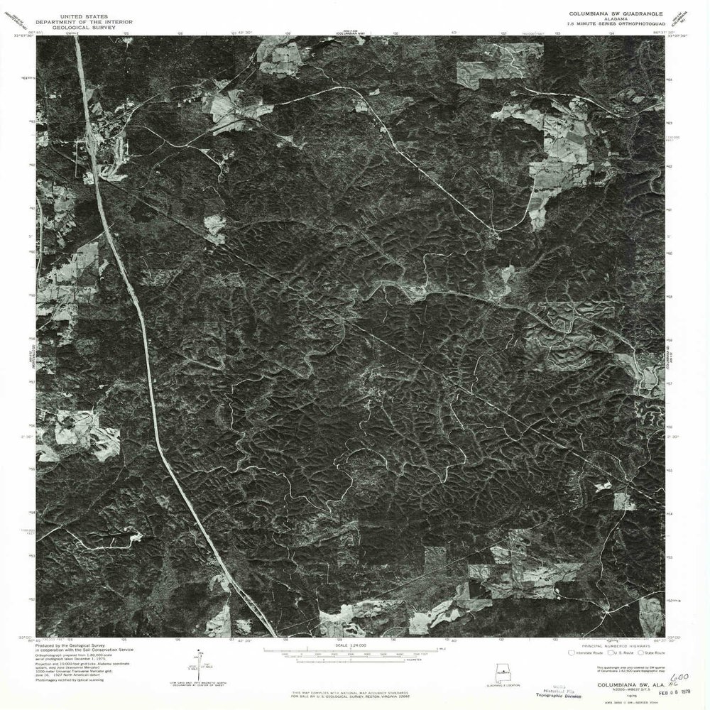 YellowMaps Columbiana SW AL topo map, 1:24000 Scale, 7.5 X 7.5 Minute, Historical, 1975, Updated 1977, 26.8 x 21.6 in - Polypropylene