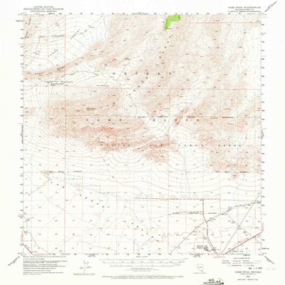 YellowMaps Gass Peak NV topo map, 1:62500 Scale, 15 X 15 Minute, Historical, 1952, Updated 1972, 20.9 x 17 in - Polypropylene