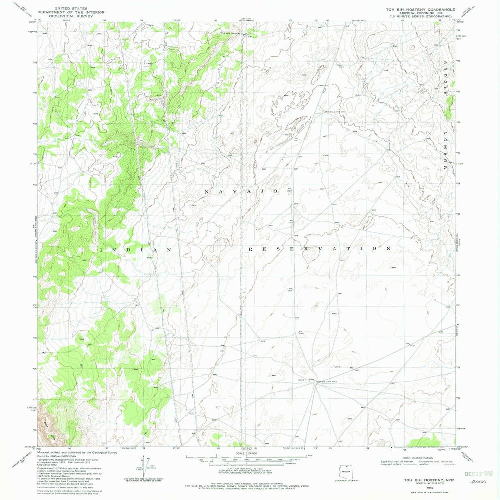 YellowMaps Toh Bih Nosteny AZ topo map, 1:24000 Scale, 7.5 X 7.5 Minute, Historical, 1982, Updated 1982, 26.8 x 22 in - Polypropylene