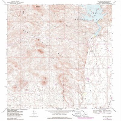 YellowMaps Baldy MTN AZ topo map, 1:24000 Scale, 7.5 X 7.5 Minute, Historical, 1964, Updated 1986, 26.6 x 22 in - Polypropylene