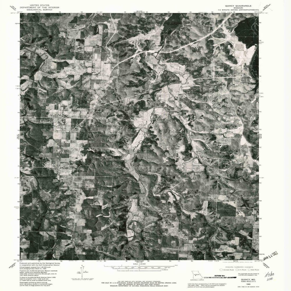 YellowMaps Quincy MO topo map, 1:24000 Scale, 7.5 X 7.5 Minute, Historical, 1980, Updated 1982, 26.8 x 21.9 in - Tyvek