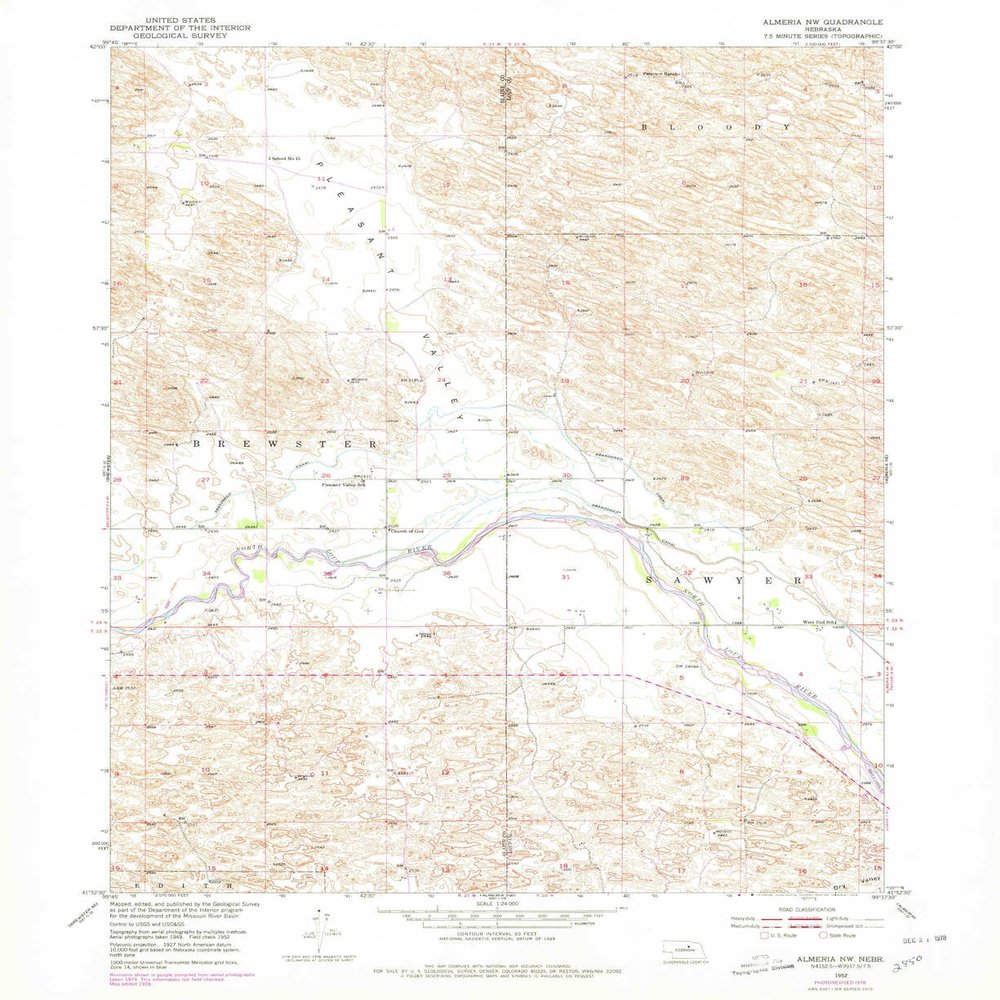 YellowMaps Almeria NW NE topo map, 1:24000 Scale, 7.5 X 7.5 Minute, Historical, 1952, Updated 1978, 26.9 x 22 in - Polypropylene