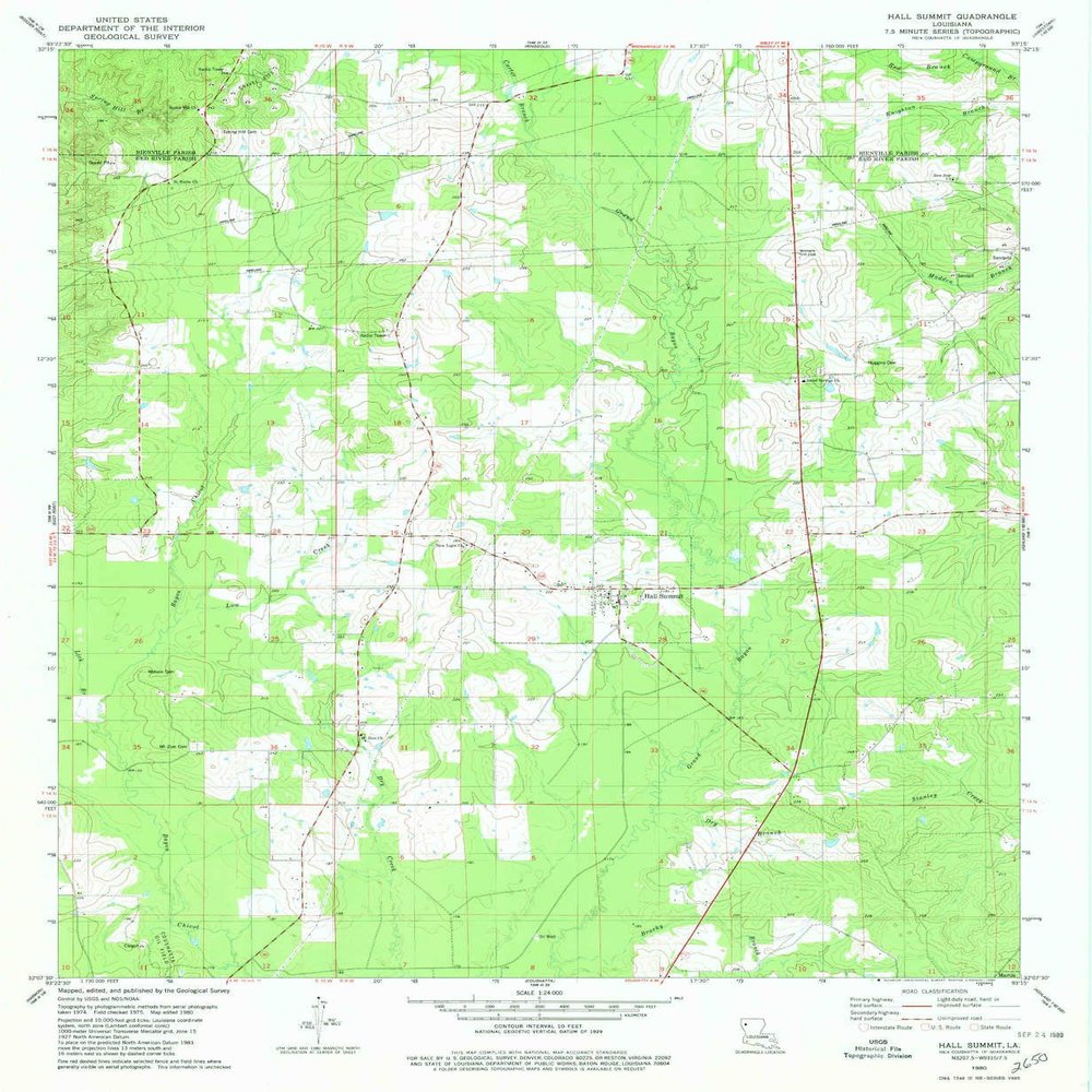 YellowMaps Hall Summit LA topo map, 1:24000 Scale, 7.5 X 7.5 Minute, Historical, 1980, Updated 1980, 26.7 x 22 in - Polypropylene