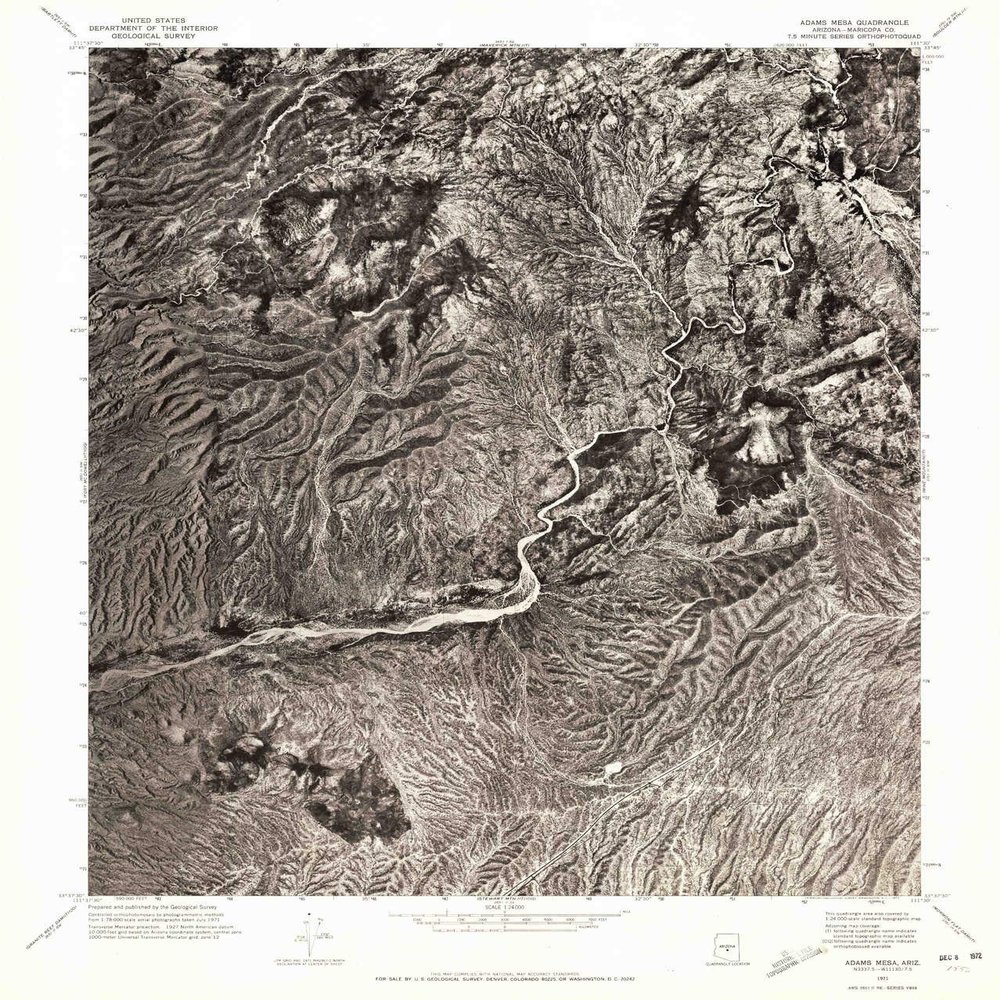YellowMaps Adams Mesa AZ topo map, 1:24000 Scale, 7.5 X 7.5 Minute, Historical, 1971, Updated 1972, 26.8 x 22.9 in - Tyvek