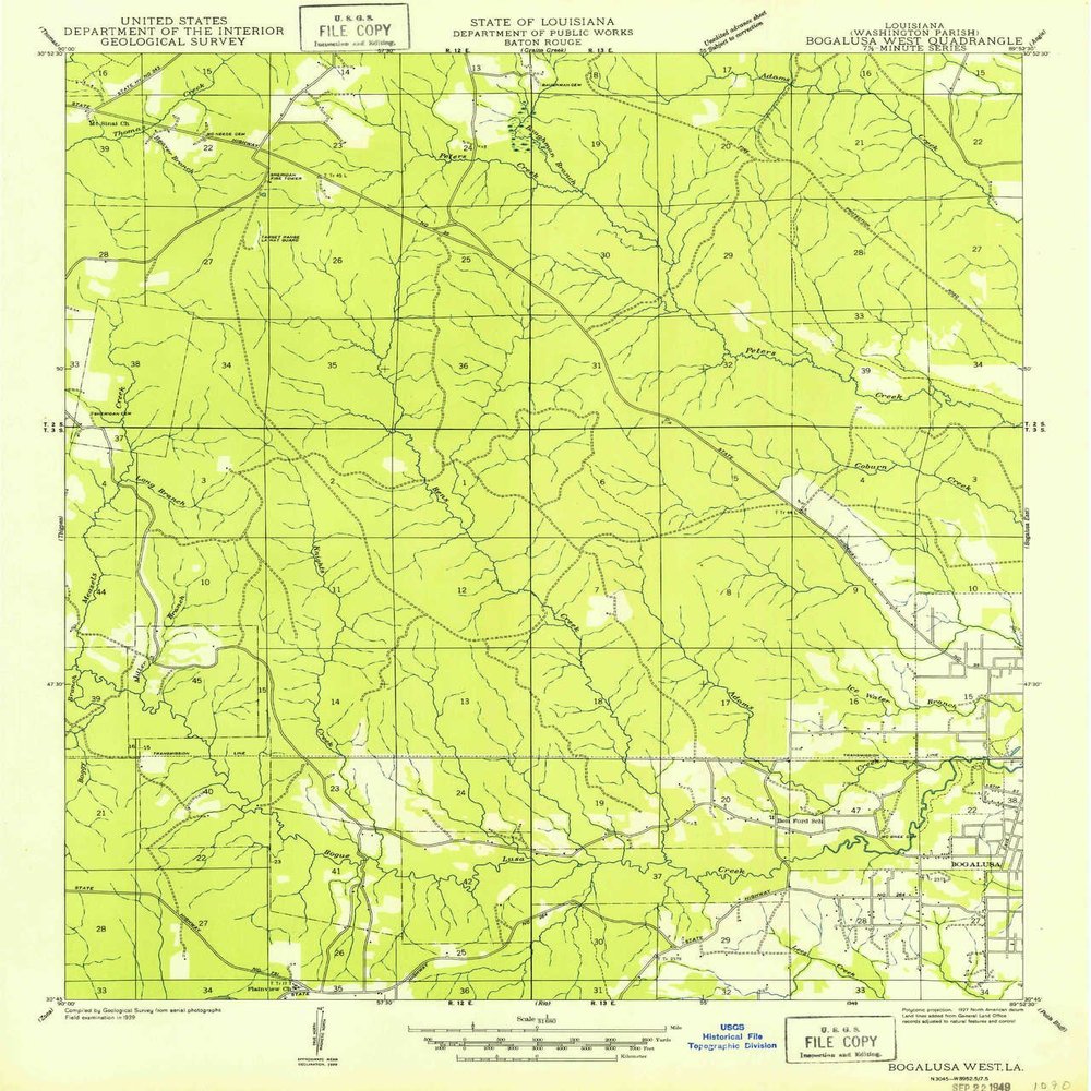 YellowMaps Bogalusa West LA topo map, 1:31680 Scale, 7.5 X 7.5 Minute, Historical, 1949, 19.8 x 16.9 in - Polypropylene