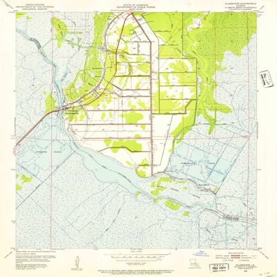 YellowMaps Allemands LA topo map, 1:24000 Scale, 7.5 X 7.5 Minute, Historical, 1952, Updated 1953, 26.7 x 22.8 in - Polypropylene