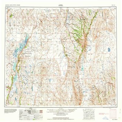 YellowMaps Adel OR topo map, 1:250000 Scale, 1 X 2 Degree, Historical, 1958, Updated 1958, 22.2 x 29.1 in - Tyvek