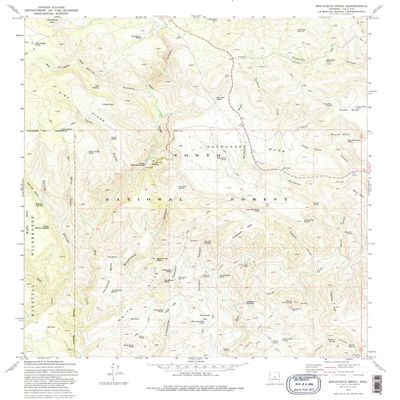 YellowMaps Buckhead Mesa AZ topo map, 1:24000 Scale, 7.5 X 7.5 Minute, Historical, 1973, Updated 1986, 26.9 x 22 in - Polypropylene