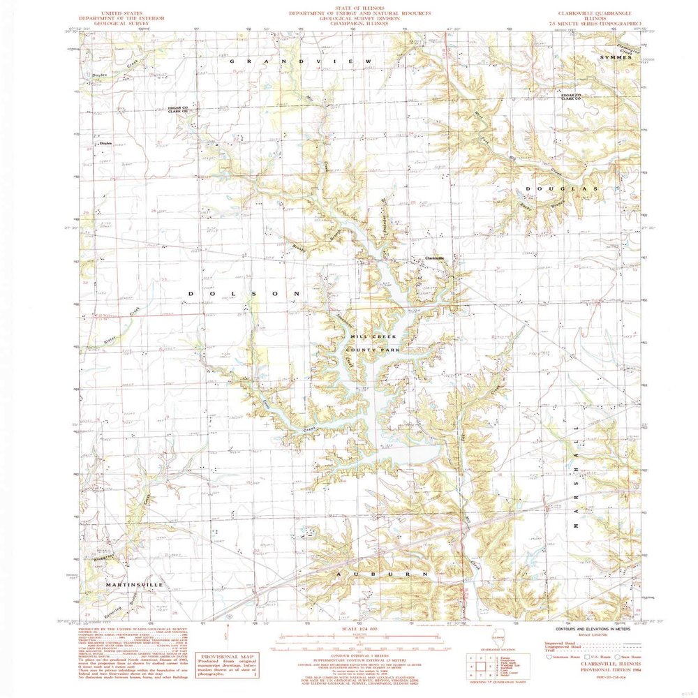 YellowMaps Clarksville IL topo map, 1:24000 Scale, 7.5 X 7.5 Minute, Historical, 1984, Updated 1985, 26.9 x 21.9 in - Tyvek