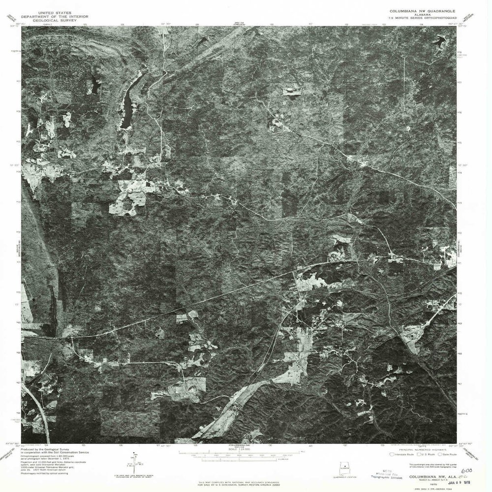 YellowMaps Columbiana NW AL topo map, 1:24000 Scale, 7.5 X 7.5 Minute, Historical, 1975, Updated 1977, 26.8 x 21.6 in - Polypropylene