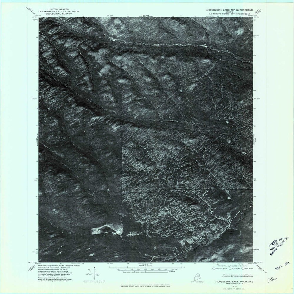 YellowMaps Mooseleuk Lake NW ME topo map, 1:24000 Scale, 7.5 X 7.5 Minute, Historical, 1975, Updated 1981, 27.3 x 21.5 in - Polypropylene