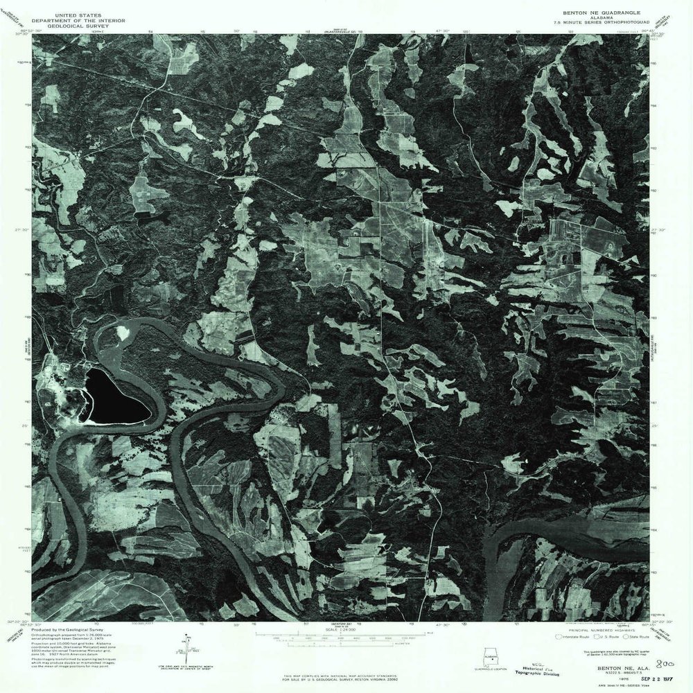YellowMaps Benton NE AL topo map, 1:24000 Scale, 7.5 X 7.5 Minute, Historical, 1975, Updated 1977, 26.8 x 21.6 in - Polypropylene