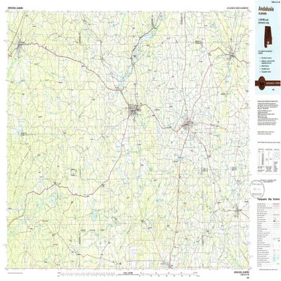 YellowMaps Andalusia AL topo map, 1:100000 Scale, 30 X 60 Minute, Historical, 1986, Updated 1986, 23.9 x 43.7 in - Polypropylene