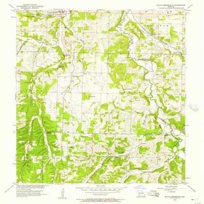 YellowMaps South Greenfield MO topo map, 1:24000 Scale, 7.5 X 7.5 Minute, Historical, 1956, Updated 1957, 26.9 x 22 in - Polypropylene