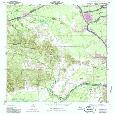 Mc Dowell AL topo map, 1:24000 Scale, 7.5 X 7.5 Minute, Historical, 1948, Updated 1985, 26.7 x 22 in - Tyvek
