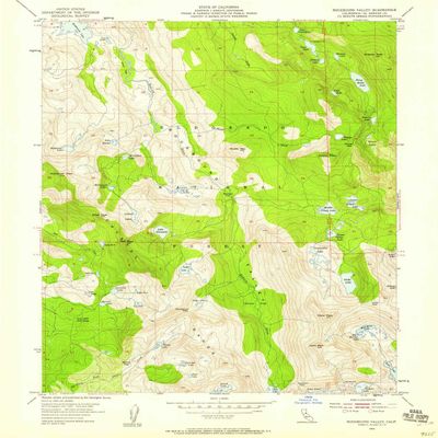 YellowMaps Rockbound Valley CA topo map, 1:24000 Scale, 7.5 X 7.5 Minute, Historical, 1955, Updated 1959, 26.8 x 22 in - Tyvek