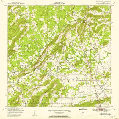 Wellington AL topo map, 1:24000 Scale, 7.5 X 7.5 Minute, Historical, 1947, Updated 1953, 26.8 x 21.9 in - Polypropylene
