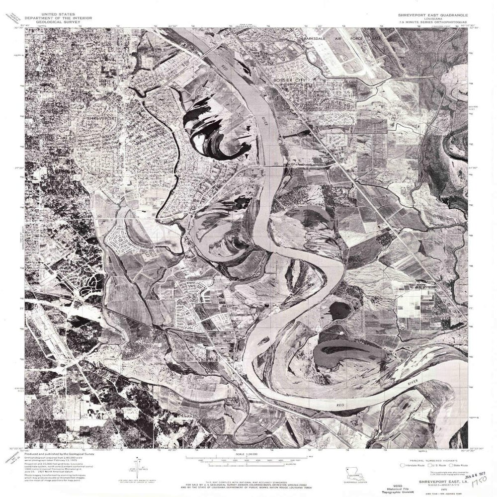 YellowMaps Shreveport East LA topo map, 1:24000 Scale, 7.5 X 7.5 Minute, Historical, 1975, Updated 1976, 26.9 x 21.6 in - Polypropylene