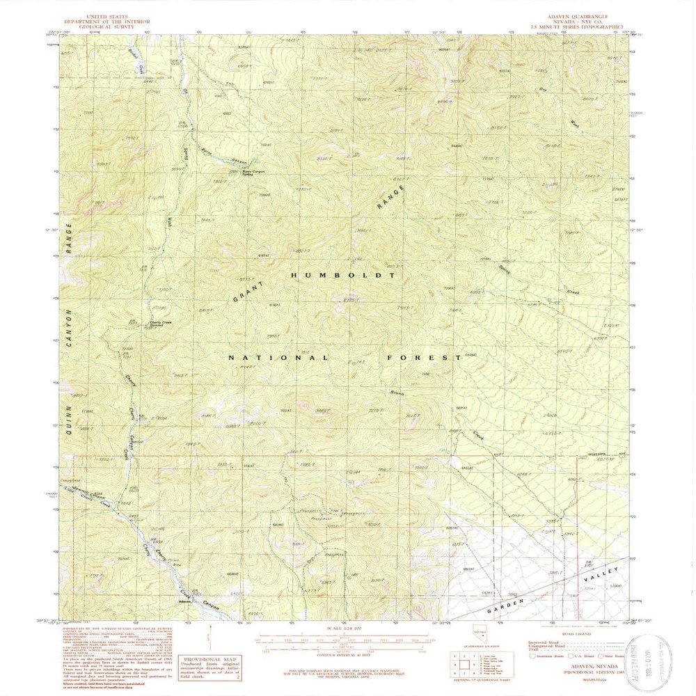 YellowMaps Adaven NV topo map, 1:24000 Scale, 7.5 X 7.5 Minute, Historical, 1985, Updated 1986, 27 x 21.9 in - Polypropylene