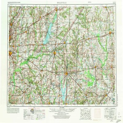 Belleville IL topo map, 1:250000 Scale, 1 X 2 Degree, Historical, 1958, Updated 1973, 22 x 32 in - Polypropylene