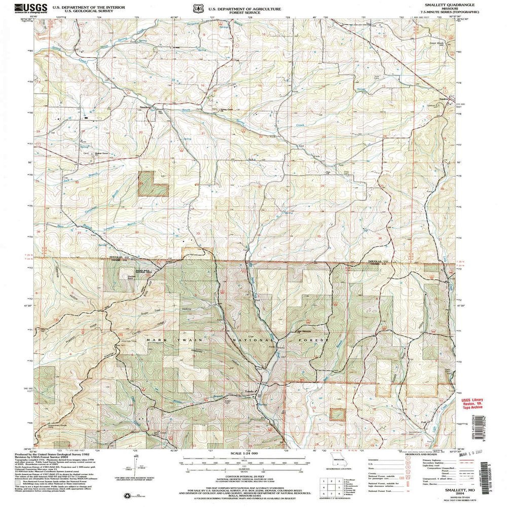 YellowMaps Smallett MO topo map, 1:24000 Scale, 7.5 X 7.5 Minute, Historical, 2004, Updated 2006, 26.8 x 22 in - Polypropylene