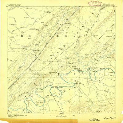 YellowMaps Fort Payne AL topo map, 1:125000 Scale, 30 X 30 Minute, Historical, 1893, 20.1 x 16.7 in - Polypropylene