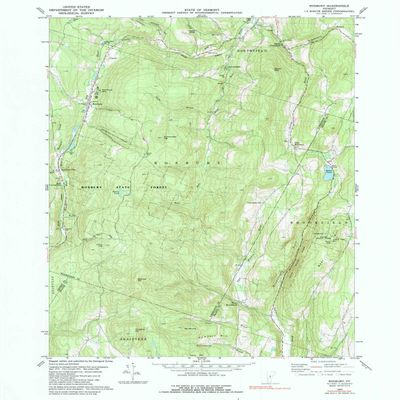 YellowMaps Roxbury VT topo map, 1:24000 Scale, 7.5 X 7.5 Minute, Historical, 1984, Updated 1991, 26.9 x 21.5 in - Polypropylene