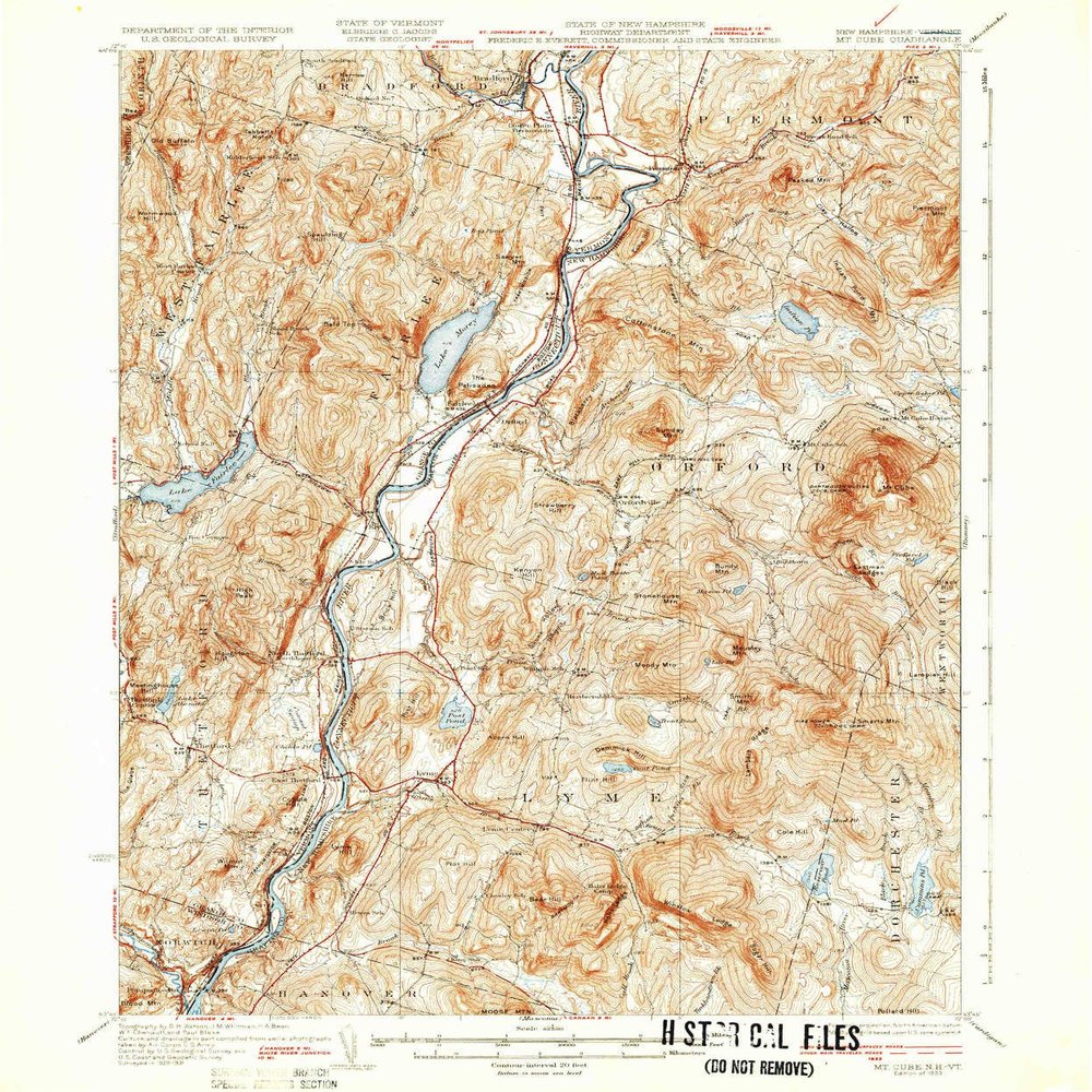 YellowMaps Mt Cube NH topo map, 1:62500 Scale, 15 X 15 Minute, Historical, 1933, 19.8 x 16.5 in - Polypropylene